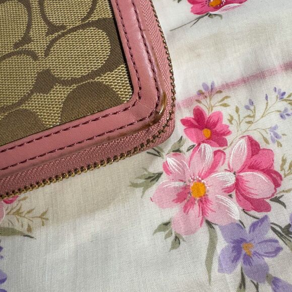 Coach Signature Canvas Wallet - Tan & Pink Y2K - Picture 5 of 11